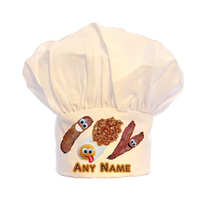 Personalised Breakfast Funny Faces Fry up Print Unisex Chefs Hat