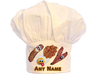 Personalised Breakfast Funny Faces Fry up Print Unisex Chefs Hat