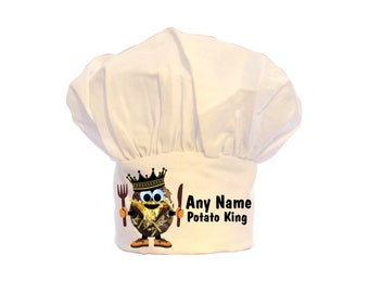 PERSONALISED BAKING KING STICKMAN PRINT CHEFS HAT BBQ 100% POLYESTER GIFT 