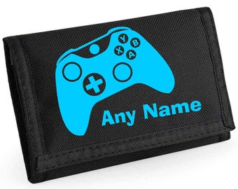 PERSONALISED Video Gaming Print Black Boys RipStrip Wallet