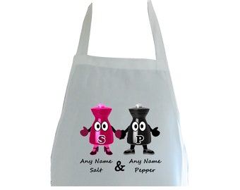 Personalised Mr & Mrs Salt and Pepper Print Apron