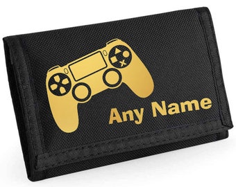 PERSONALISED Gaming Print Black Boys RipStrip Wallet