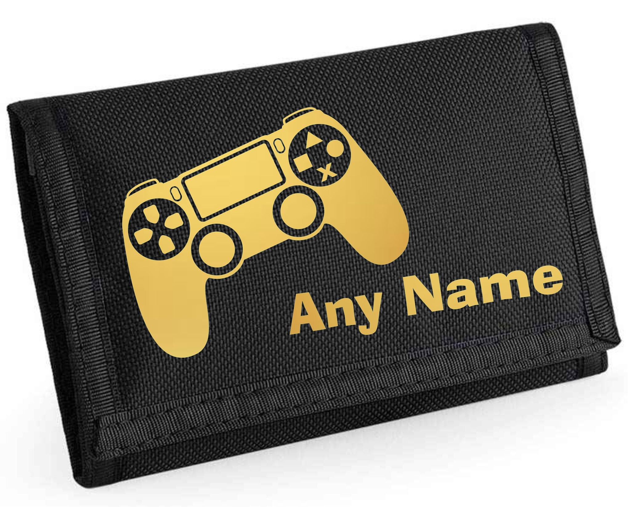 Personalised Game Controller Print Velcro Wallet For Boys - Xbox PS5 Dinosaur Design