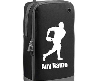 Personalised Rugby Player Name Print Design Boot bag School, P.E Sports Zipped Bootbag