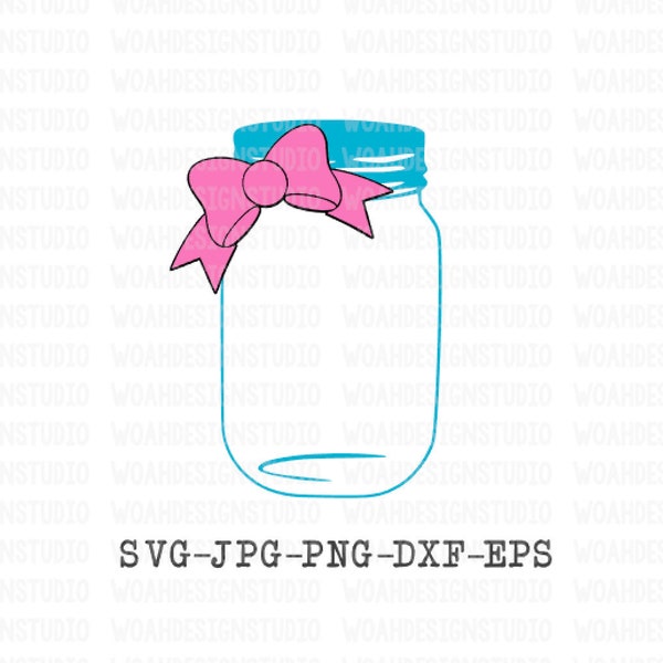 Mason Jar SVG, Mason Jar with Bow SVG, SVG files, Cricut and Silhouette Cut Files