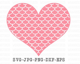 Mermaid Heart SVG, Mermaid SVG, Mermaid Shells SVG, Summer Svg, Svg Files, Cricut and Silhouette Cut Files