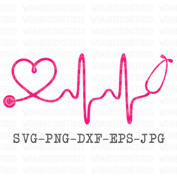 Stethoscope SVG, Stethoscope Heartbeat, Doctor SVG, Nurse SVG, Svg Files, Cricut and Silhouette Cut Files