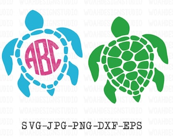 Custom Turtle Monogram Vinyl Decal
