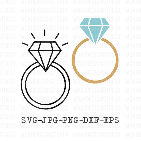 Engagement Rings SVG, Diamond Ring SVG, Bride and Groom SVG, Wedding Svg, Svg Files, Cricut and Silhouette Cut Files