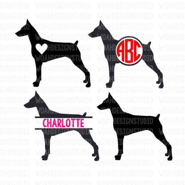 Doberman SVG, Dog Monogram, Pet SVG, Dogs Svg, SVG files, Cricut and Silhouette Cut Files