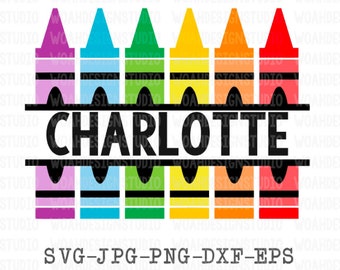 Crayon Monogram SVG, Teacher Monogram SVG, Crayons Svg, School Svg, Student Svg, SVG files, Cricut and Silhouette Cut Files