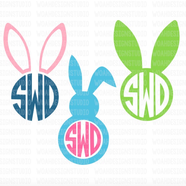 Bunny Monogram SVG, Easter Bunny SVG, Bunny Ears Monogram, Cutting Files for Silhouette and Cricut, Easter SVG, Easter Name Svg