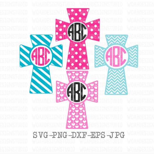 Cross Monogram SVG, Easter Svg, Chevron Cross, Crosses SVG, Christian SVG, Jesus Svg, Cricut et Silhouette Cut Files