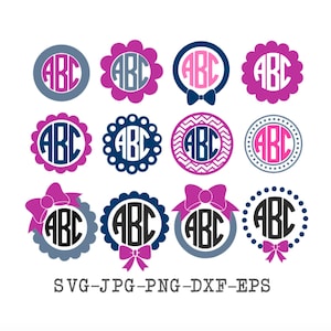 Monogram Frames SVG, Monogram Labels SVG, Circle Monogram Frames, SVG files, Cricut and Silhouette Cut Files