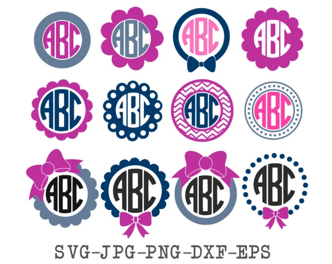Monogram Frames SVG, Monogram Labels SVG, Circle Monogram Frames, SVG Files, Cricut and ...