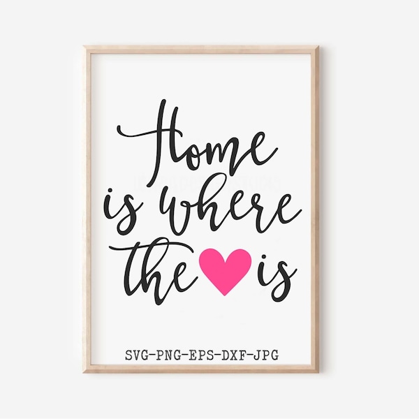 Home is Where The Heart is SVG, Home SVg, House Decor SVG, Svg Files, Cricut SVG, Silhouette Svg, Cutting Files