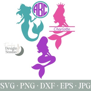 Zeemeermin SVG, zeemeermin monogram SVG, zeemeerminnen SVG, zomer Svg, Svg-bestanden, Cricut en Silhouette Cut-bestanden