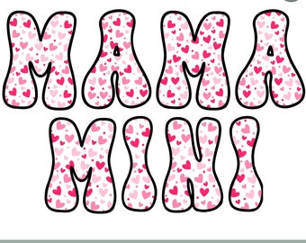 Mama Mini Valentine Heart PNG: Retro Mama Design (Digital Download)