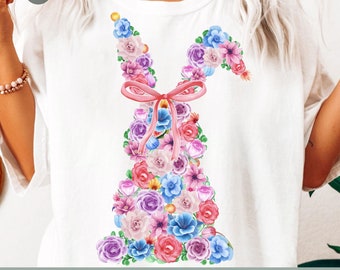 Aquarell Blumen Osterhase PNG: Coquette Bunny (Digitaler Download)