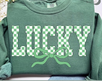Retro Checkered Lucky St Patrick's Day PNG (Digital Download)