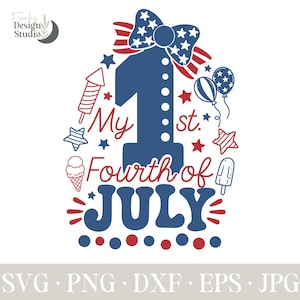 Min första fjärde juli SVG: Girl America Rosettklippfil (Cricut, Silhouette)