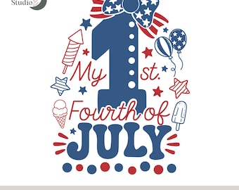 My First Fourth of July SVG: Girl America Bow Cut File (Cricut, Silhouette)