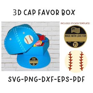Baseball Cap Favor Box SVG, Baseball Cap Box SVG, Baseball Hat Box Svg, SVG files, Cricut and Silhouette Cut Files