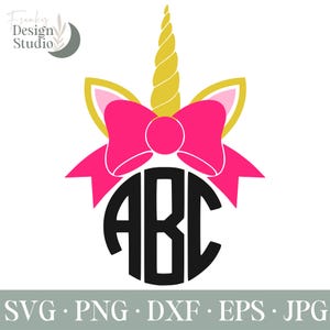 Unicorn Monogram SVG, Unicorn Bow SVG, Unicorn Svg, Svg Files, Cricut SVG, Silhouette Svg, Cutting Files