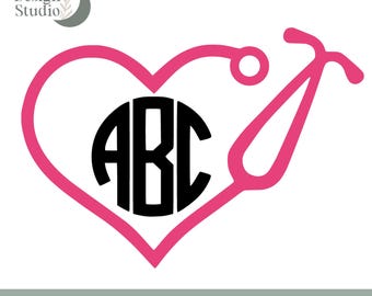 Stethoscope Heart Monogram SVG: Doctor Nurse Cut File