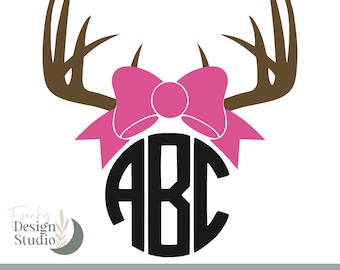 Antler Monogram SVG: Deer Bow, Country Design (Cutting Files)