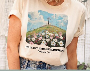 He is Risen Wildflower PNG: Easter Christian Sublimation (Digital Download)