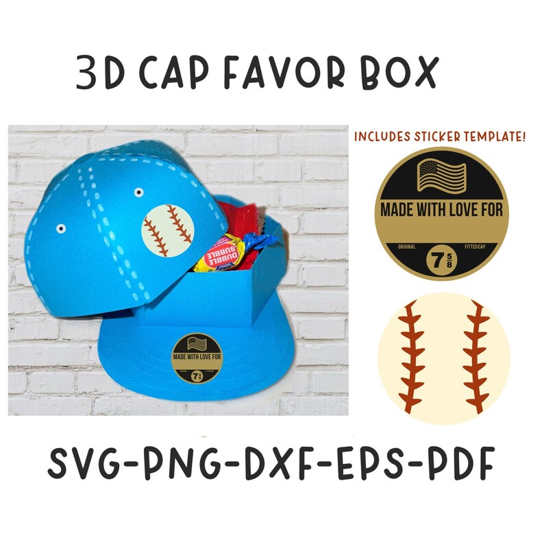 Baseball Cap Favor Box SVG Baseball Cap Box SVG Baseball Hat Etsy