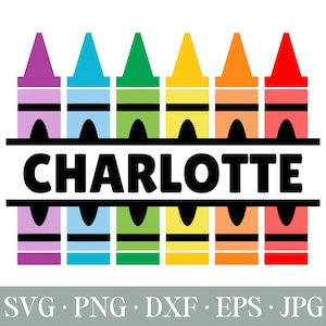 Monograma de crayón SVG, Monograma de maestro SVG, Crayones Svg, Escuela Svg, Estudiante Svg, Archivos SVG, Archivos de corte Cricut y Silhouette