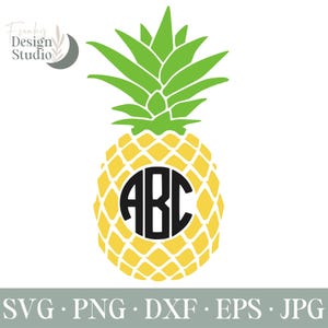 Pineapple Monogram SVG, Pineapple, Monogram Frames SVG, Summer Svg, Svg Files, Cricut and Silhouette Cut Files