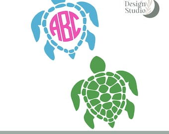 Sea Turtle SVG, Sea Turtle Monogram SVG, Beach Svg, Summer Svg, Svg Files, Cricut SVG, Silhouette Svg, Cutting Files