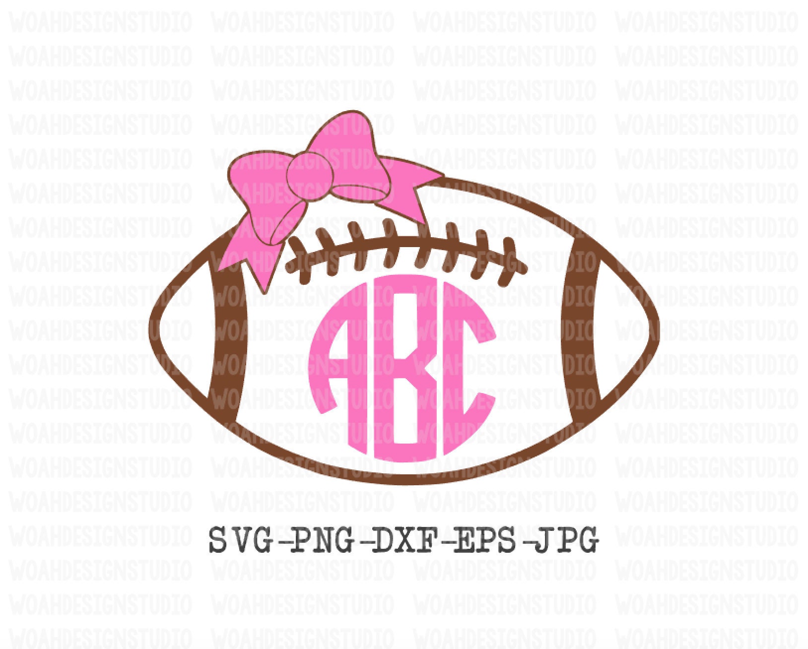 Football Monogram SVG Football With Bow SVG Football Svg Etsy