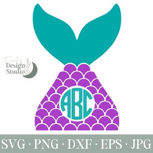 Mermaid Tail SVG, Mermaid SVG, Mermaid Shells SVG, Mermaid Monogram Svg, Summer Svg, Svg Files, Cricut and Silhouette Cut Files