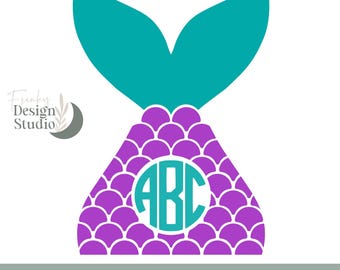 Mermaid Tail SVG, Mermaid SVG, Mermaid Shells SVG, Mermaid Monogram Svg, Summer Svg, Svg Files, Cricut and Silhouette Cut Files