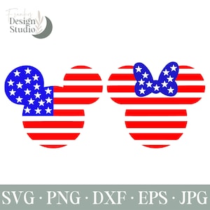 Musse Pigg och Mimmi Pigg Flagga SVG: Patriotiska 4 juli Klippfiler