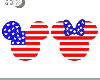 Mickey & Minnie Mouse Flag SVG: Patriotic 4th of July Cut Files