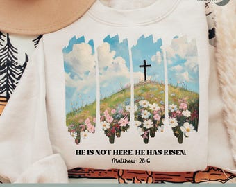Wildflower Easter PNG: He is Risen, Christian Sublimation (Digital Download)