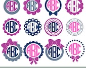 Monogram Frames SVG Bundle: Circle Monogram Labels, Cricut & Silhouette Cut Files