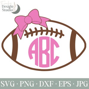 Football Monogram SVG, Football With Bow SVG, Football Svg, Svg Files, Cricut SVG, Silhouette Svg, Cutting Files