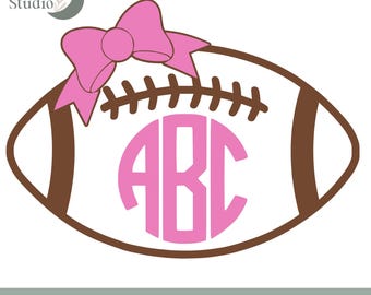 Football Monogram SVG with Bow: Cricut & Silhouette Cutting File