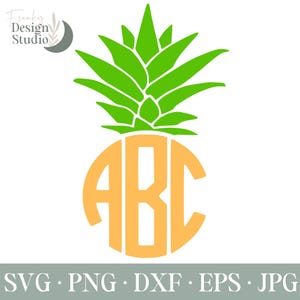 Pineapple Monogram SVG, Pineapple Topper, Monogram Frames SVG, Summer Svg, Svg Files, Cricut and Silhouette Cut Files