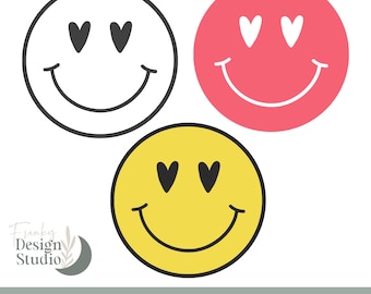 Heart Eyes Smile Face SVG: Cricut & Silhouette Cut Files