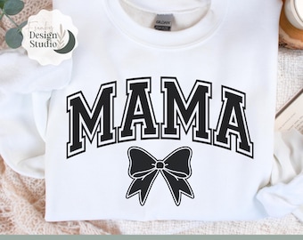 Mama Coquette Bow SVG: Retro Varsity Design (Cut Files)