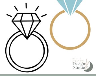 Diamond Engagement Ring svg, Wedding Cut Files (svg, png, jpg, eps, dxf)