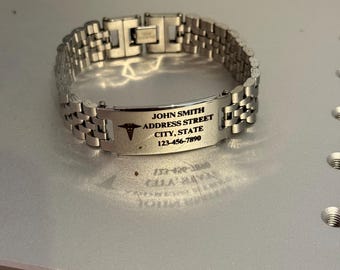 Custom Engraved Medical ID Bracelet – Stainless Steel Emergency Alert Bracelet for Men & Women