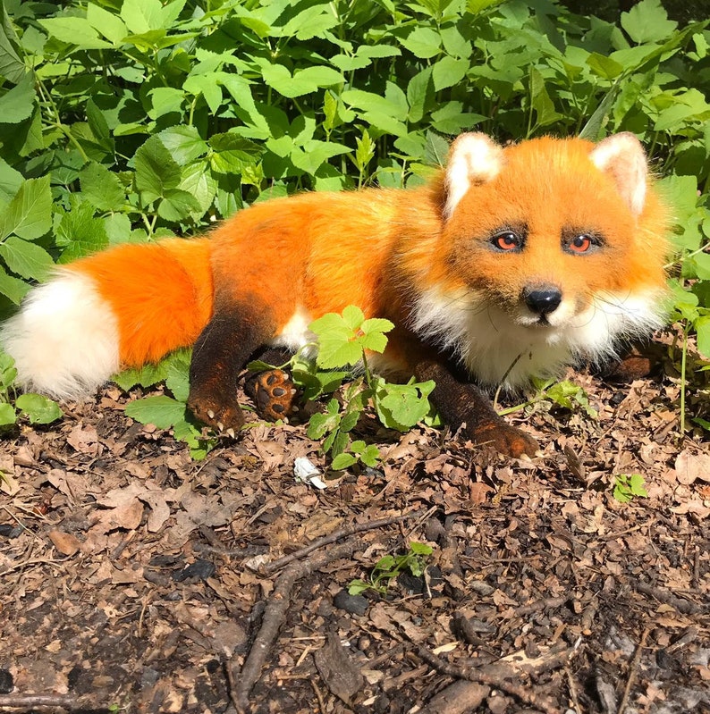 Realistic toy fox handmade art toy OOAK teddy toy creature | Etsy